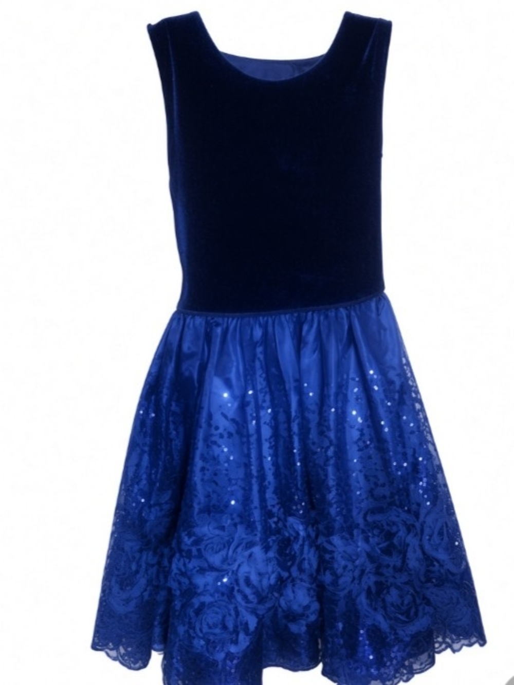 Biscotti Royal Blue Velvet Bodice with Sequin Skirt Dress